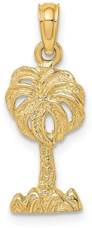 9 mm 14 Karat Gold Palme Anhänger Halskette / 2D Schmuck Geschenke für Frauen