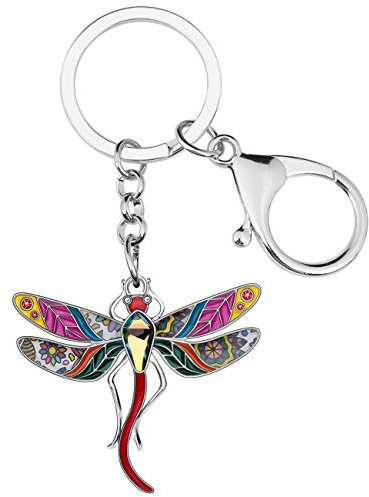 BONSNY Émail Alliage Strass Floral Mignon Libellule Porte-Clés Insecte Bijoux Cadeaux pour les Femmes Clés de Voiture Porte-Monnaie Sacs Charms Accessoires (Multi)
