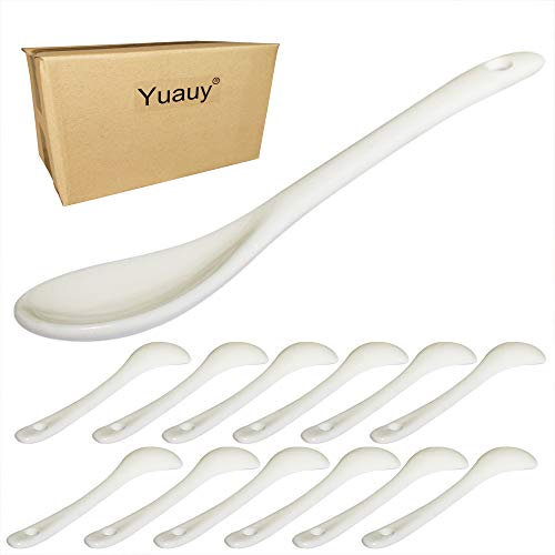 Yuauy Eierlöffel aus Porzellan, Keramik, 12,7 cm, für Kaffee, Dessert, Joghurt, Tee, milchiger Tee, 12 Stück