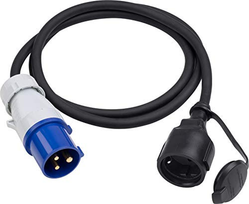 Meister 7425300 1,5 m – Spina CEE e Giunto con Contatto di Protezione Gomma Robusta H07RN-F3G 2,5 mm² – 16 A/230 V – IP44 per Esterni/Cavo da Campeggio/Adattatore da campeggio/7425300