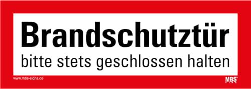 Aufkleber „Brandschutztür bitte stets geschlossen halten“ Folie nach DIN 4066 Rot | 21x7,4 cm Made in Germany