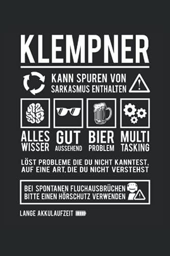 Lustiges Klempner Notizbuch (liniert) Sanitär Handwerker Installateur