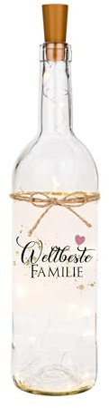 Manufaktur Liebevoll Led Flaschenlicht Spruch Geld Geschenk Familie Eltern Mama Papa Lichterflasche Geburtstagsgeschenk (Weltbeste Familie)