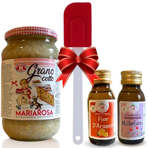Grano Cotto Pastiera Napoletana 580gr + Aroma Millefiori 60cc + Aroma Aroma Fior D'Arancio 60cc + Omaggio Spatola Silicone - Regalo Festa della Mamma 2025