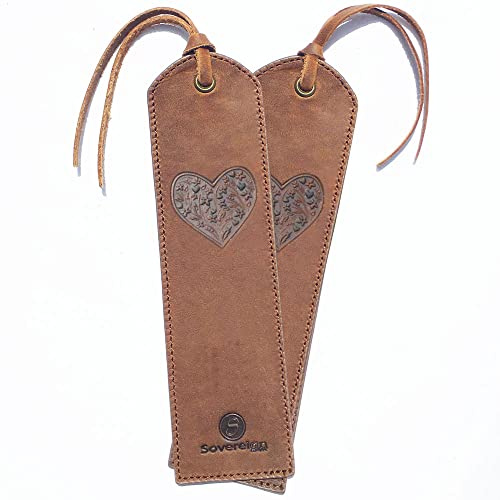 Leder Lesezeichen Leather Bookmarks Mit Einzigartigem Herz design Handgefertigtes Mit Traditionellem Quasten-Lesezeichen. Echtleder Einzigartige Geschenke Für Frauen, Männer, Kinder - 2er Pack