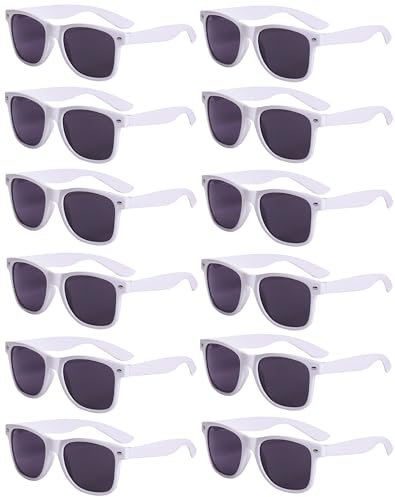 Eyegla 12 Stücke Unisex Retro Party Sonnenbrillen Neon Farbe Lustige Party Brillen Für Herren Damen, Weiß, S