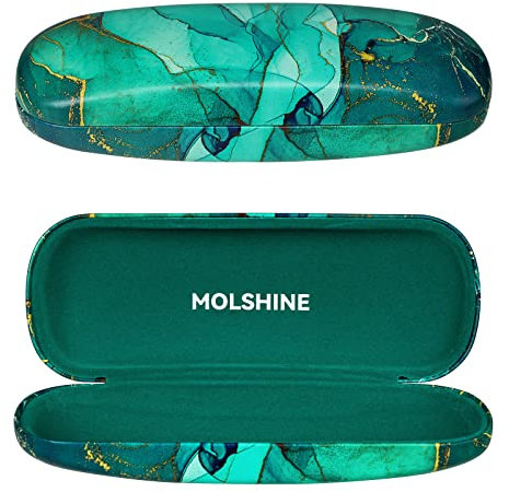 MOLSHIEN Brillenetui aus Hartschalen Leder,tragbares Brillentasche für Männer,Frauen,Mädchen,Reisen,Studium,Arbeit (Grün)