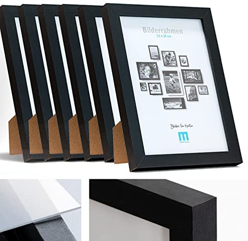 6 Stk. Bilderrahmen 13x18cm in schwarz aus MDF, minimalistisch & modern für Fotos & Bilder. Inkl. Acrylglasschutz. Eignet sich als Tisch-Aufsteller und für die Wand, Hochformat oder Querformat.