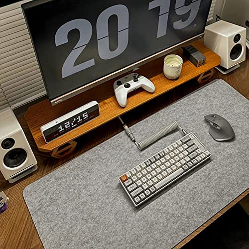 Schreibtischunterlage Filz Mauspad Groß - 90 x 43cm Desk Matte, Rutschfest Schreibunterlage, Tischunterlage Schreibtisch, Schreibtisch Unterlegmatte, Schreibtischmatte für Büro und Zuhause(Hellgrau)