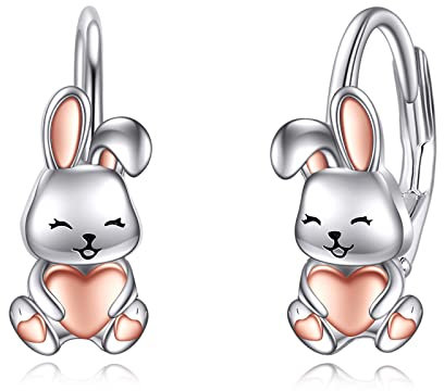 925 Sterling Silber Hase Ohrringe Leverback Schmuck für Damen Mädchen (Hase)