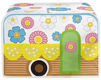 TOADDMOS Bunte Gänseblümchen-Druck-Toaster-Abdeckung 2 Scheiben mit Haken oben, Küchengeräte-Abdeckung, Toaster-Staub- und Fingerabdruckschutz, Frauengeschenke