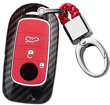 ontto Coque de clé de voiture intelligente pour Fiat Tipo Toro Nuovo Freedom 500X Doblo Argo Grazie en plastique ABS avec 3 boutons Rouge carbone