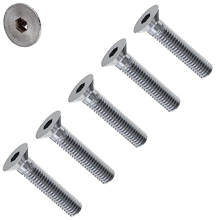 TERF® M8 X 100mm Hex Socket Countersunk Machine Screw M8 (8mm) X 100mm Allen Key Bolts Hexagonal Socket Countersunk Machine Screws - Pack of 10