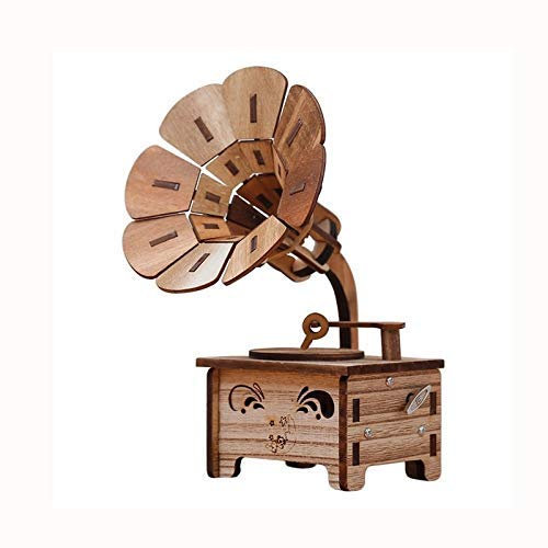 GagalU Holzschnitzerei Phonograph Spieluhr Figuren Musik Player Modell Wohndekoration Zubehör Ornament Hochzeit Dekor Geschenke