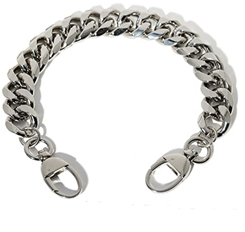 Kette für Tasche 20/30 / 40cm Dicke Aluminiumkette Licht Gewichtsäcke Gurtbeutelteile DIY. Griffe einfache passende Zubehörhandtasche-Gurten-Tasche Tasche Kette Ersatz für Handtaschen (Color : Silver
