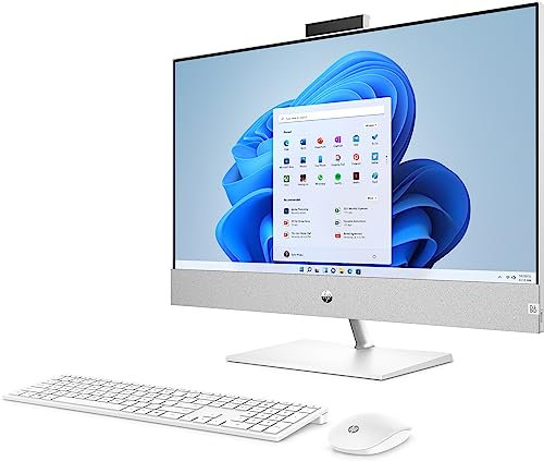 HP Pavilion All-in-One Desktop-PC, 27 QHD Display, AMD Ryzen 7 5700U, 16 GB DDR4 RAM, 1 TB SSD, AMD Radeon-Grafikeinheit, Windows 11 Home, QWERTZ, Weiß