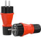 RedStar24 Schuko Stecker 230V IP54 2er Set Robuster Schutzkontaktstecker aus Gummi & Kunststoff, Schwarz Rot | Hermetisch Versiegeltes Design | Perfekt für den Außenbereich | 3-Poliger Stromstecker