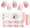EBANKU 20PCS Pink Flower Gel Nail Stickers - Long Lasting Gel Strips with Nail File & Wooden Stick for Women's Manicure