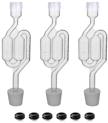 Bubble Airlock Set, 3 Luftschleusen zum Fermentieren, 3 Bohren #6 Stopper und 6 Luftschleusentüllen, verwendet zum Brauen von Wein, Bier, Sauerkraut, Gurken usw. Fermentation Bubbler Airlock