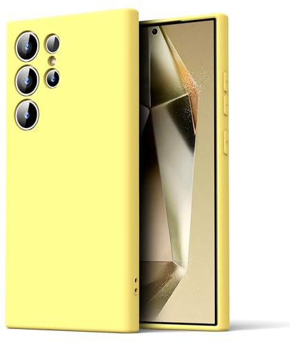 Byvuwiay Cover per Samsung Galaxy S24 Ultra, Morbida Silicone Liquida TPU Protettivo Ultra Slim Custodia Antiurto, Custodia Compatibile con Samsung Galaxy S24 Ultra - Giallo