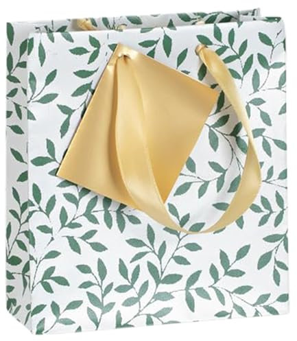 Clairefontaine 212868Cpack - Packung 5 Geschenktasche - Tüte , Format S (12x4,5x13,5cm), Kollektion Smaragd, 170g, Grün - Blumen, Geeignet für Parfum und kleine Geschenke, 1 Pack