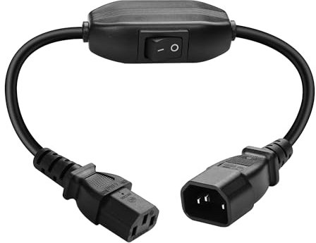 JSADZKJ PDU UPS Power Extension Cord IEC 320 C14 to C13 Adapter Converter Cable With ON Off Switch 10A 250V C13 Female to C14 Male AC Adapter Cable for Computer LED HDTV Monitor(50cm)