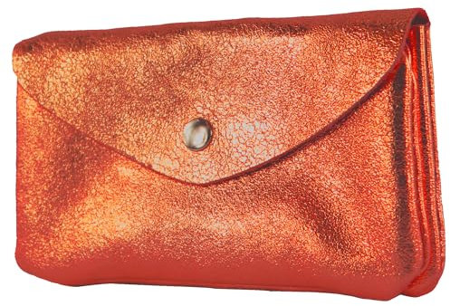 modamoda de - P11 - ital. Portefeuille en cuir pour femme moyen, Orange métallisé, m