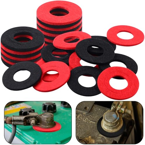 Pangda 12 Pieces Battery Terminal Anti Corrosion Washers Fiber Battery Terminal Protector (Red, Black)
