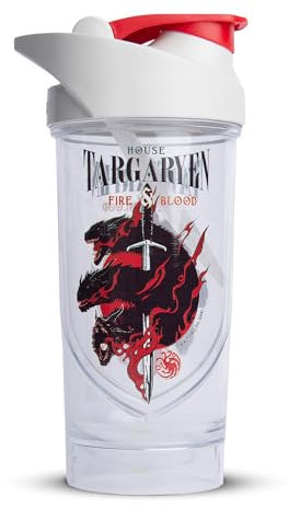 Shieldmixer Hero Pro Classic Shaker Targaryen - Sans BPA - Accessoire de gym - Shaker à protéines - Gourde de fitness - Blanc - 700 ml