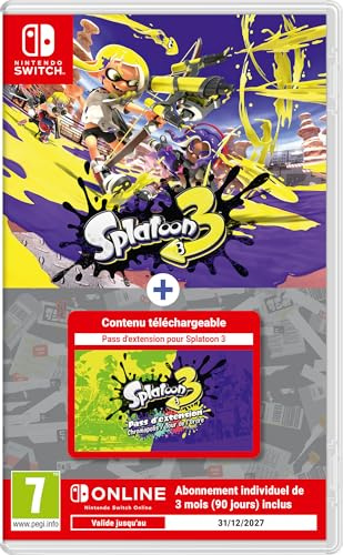 Splatoon 3 + Pass d'Extension (Code) + 3 mois d'abonnement au Nintendo Switch Online (Code) Jeu Nintendo Switch