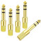 Diompirux 5 Piezas Adaptador Audio 6.35 mm a 3.5 mm, Estéreo Macho a Hembra Con Base Dorada, Para Auriculares, Altavoces, Amplificador, Mezclador