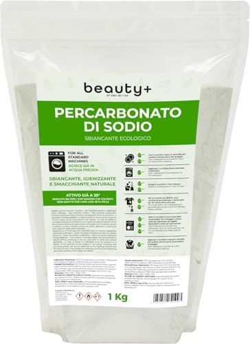 Beauty Plus, Percarbonato, Sbiancante, Ideale per Bucato, Macchie, Stoviglie, Pavimenti, Pannolini, Biodegradabile, Detersivo Ecologico, Made In Italy, 1 Kg