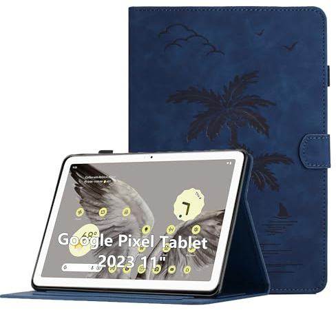 Oduio Hülle für Google Pixel Tablet 2023 11 Zoll Premium PU Leder Multi-Winkel Folio Schutzhülle mit Kartenschlitz und Stand Funktion, Marineblau