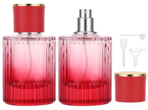Segbeauty Boccetta Profumo Ricaricabile, 2 Pezzi 50ml Porta Profumo da Viaggio, Dispenser Profumo da Viaggio, flacone spray per Profumo, Oli Essenziali (Gradiente Rosso)