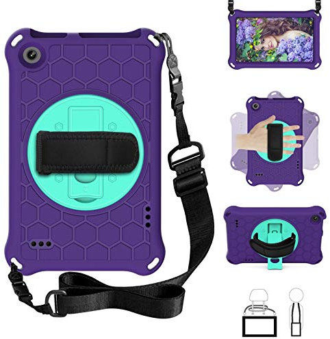 Tablet PC Hülle Compatible with Kindle Fire 7 Tablet-Fall, Compatible with die 5. Generation 2015 Release / 7. Generation, Compatible with 2017 Release / 9. Generation, Release 2017, mit rotierender S