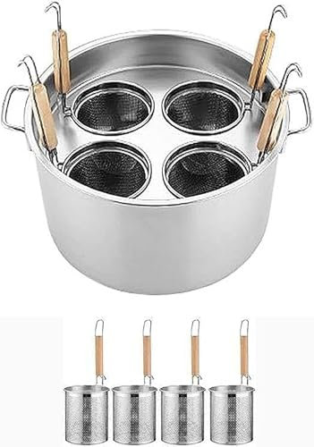 LBLFEBD Pasta Cooker Insert Set Commercial Stainless Stockpots with Divider and Colander Strainer Multipots Cooking Tool Kitchen Noodle Boiler Bucket for Pasta, Noodles, Veggies