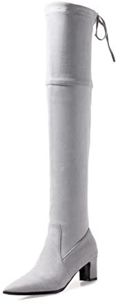 Stivali Moda da Donna Stivali sopra Il Ginocchio con Tacco Alto 6CM Stivali con Tacco Spesso Stivali da Ballo da Discoteca Stivali Moda