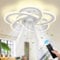 Ceiling Fan with Lights Remote Control, 6 Speeds 3 Light Color Low Profile Flush Mount Ceiling Fan for Kitchen Bedroom 74cm White