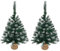 LEADZM Mini Weihnachtsbaum 40/60/90cm Tisch Weihnachtsbaum klein künstlich geschmückt für Weihnachten Deko (Grün&Weiß ohne Dekoration, 2x60cm-1)