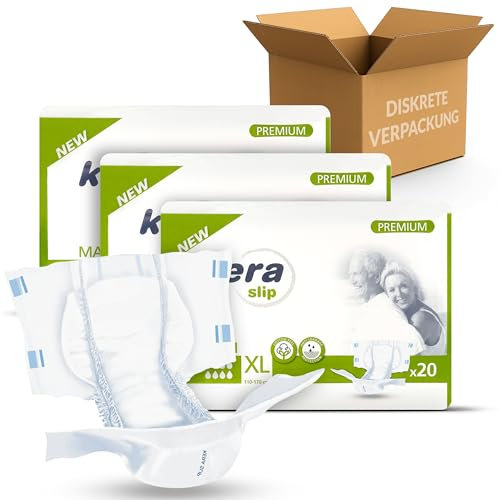KERA Inkontinenz Slip Maxi Night saugstarke Windeln für Erwachsene mit doppelten Auslaufschutz - Atmungsaktive Erwachsenen Windel 60 Stück, X-Large