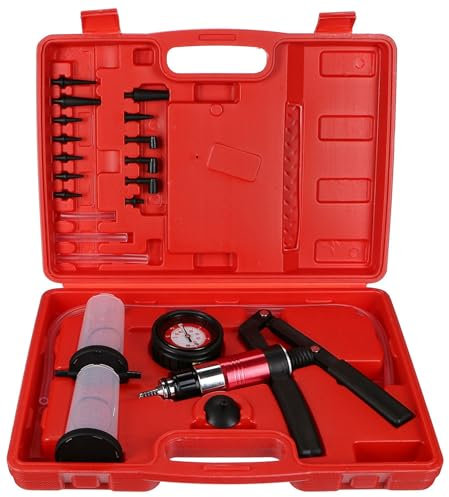 SIXTOL Mechanic Brake Tester 22 | Set di Test Sottovuoto/Freno Compatibile con sistemi frenanti Auto | 22 Pezzi con Pompa e Manometro