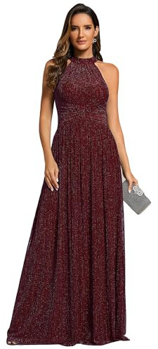 Ever-Pretty Abendkleider Elegant für Hochzeit Ärmellos Kleid Elegant Damen Festlich Lang Ballkleid Maxi Hell A Line Burgund 44