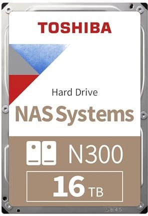 TOSHIBA 16TB N300 NAS Internal HDD - 3.5 SATA-3 512MB Cache 6GB/s 7200RPM Interne Festplatte 7/24 NAS Unit Server und Sicherheitsdisk (HDWG51GUZSVA)