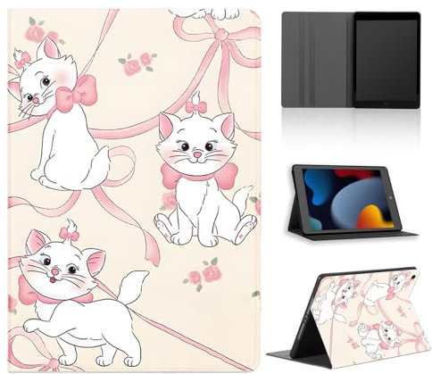 Yimctoie Tablet Coque pour Samsung Galaxy Tab A9 Plus/A9+ 11(SM-X210/SM-X215/SM-X216),Cuir PU en Silicone Cartoon Anime Mignon Chat Rose Arc Motif Housse Anti-Chute Bumper Protection Cover,Funny