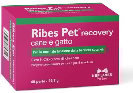 NBF Lanes | Ribes Pet Recovery Cane e Gatto, 60 Perle Appetibili, per la Normale Funzione della Barriera Cutanea