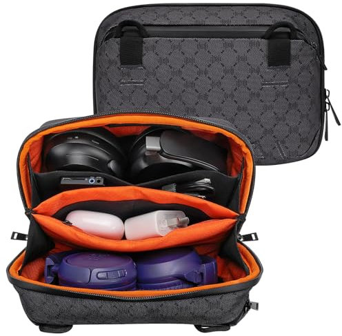 Geekria Elite Headphones Pouch Compatible with Bose QC Ultra, JBL Tour ONE M3, Sony WH-1000XM6 and More, Soft Shell Replacement Protective Travel Carrying Bag with Cable Storage (Dark Grey)