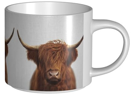 YWSOTRE Vache des Highlands colorée,Tasse en céramique grande capacité, tasse à thé, tasse à café 450 ml