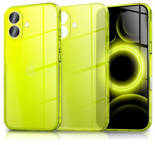 NALIA Vibe passend für Apple iPhone 17 Hülle (Knallige Farben), Leuchtendes TPU Case in Neon Optik, Bunt & Semi-Transparent, Anti-Gelb Silikon, Flexible Handyhülle, Schlank & Robust, Farbe:Gelb