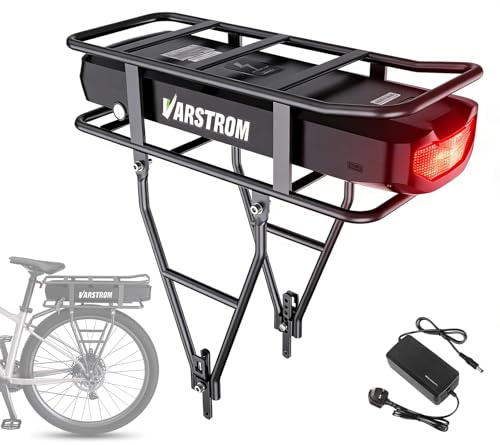 Varstrom 36V 48V 18.2Ah 20.8Ah Rear Rack Ebike Battery, for Conversion Kit | Lithium Rear-mounted Battery with Rack & USB Port & 3A Charger, Compatible with Ebike Conversion Kits