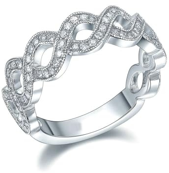 Skcess 14K Weißgold Engagement Ring, Ring Diamant Def Kein Edelstein Größe 62 (19.7)